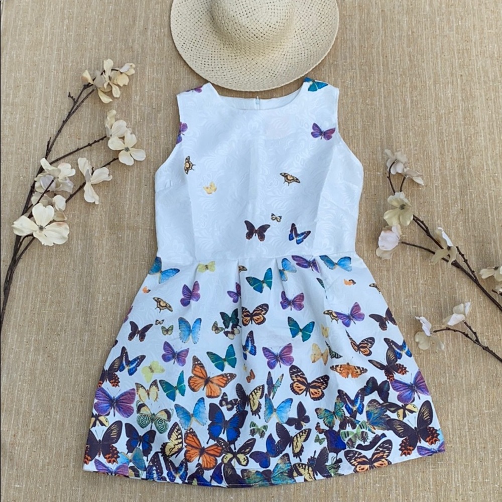 DNS DFS Girls white butterfly dress